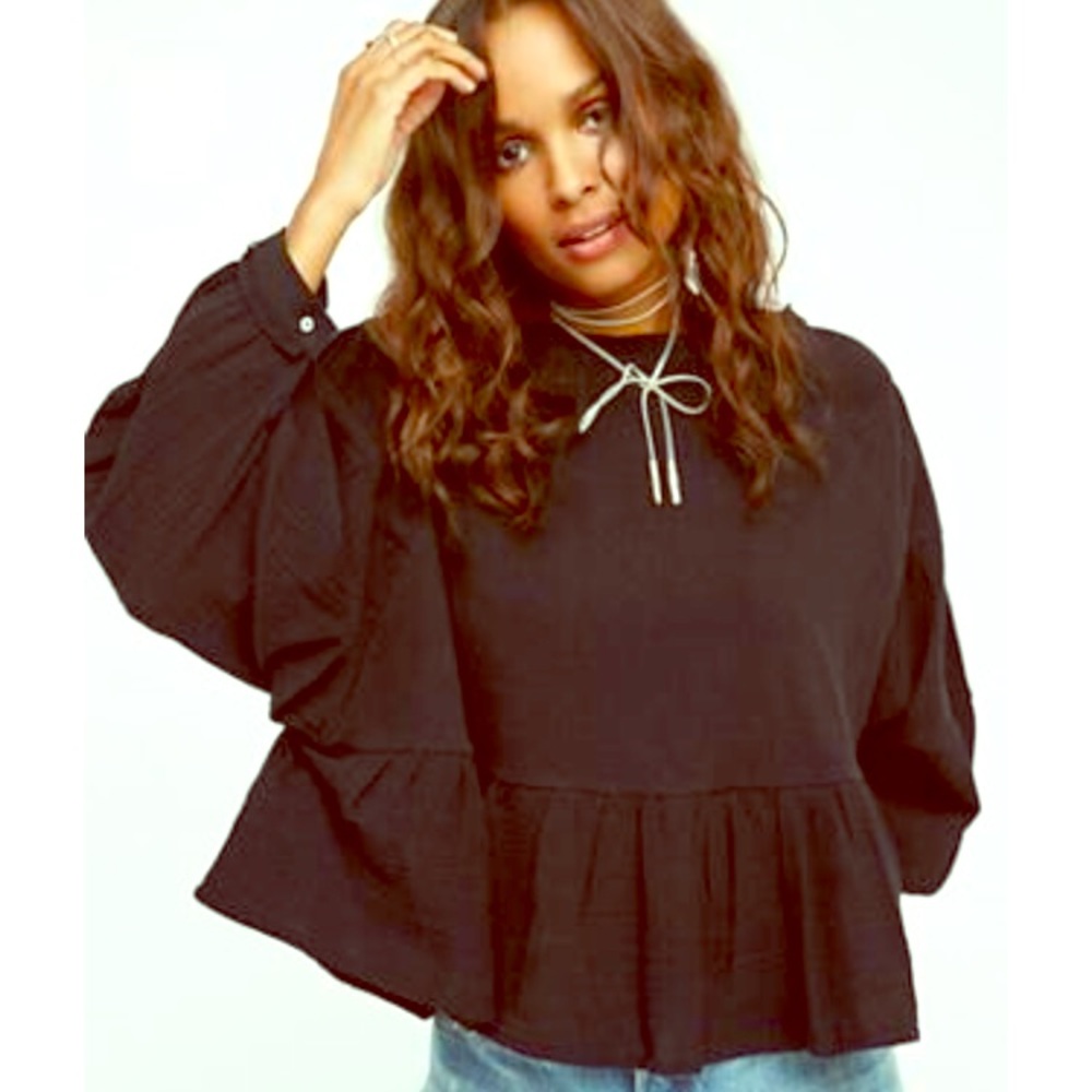 Free People Wildcat Black Crop Top S